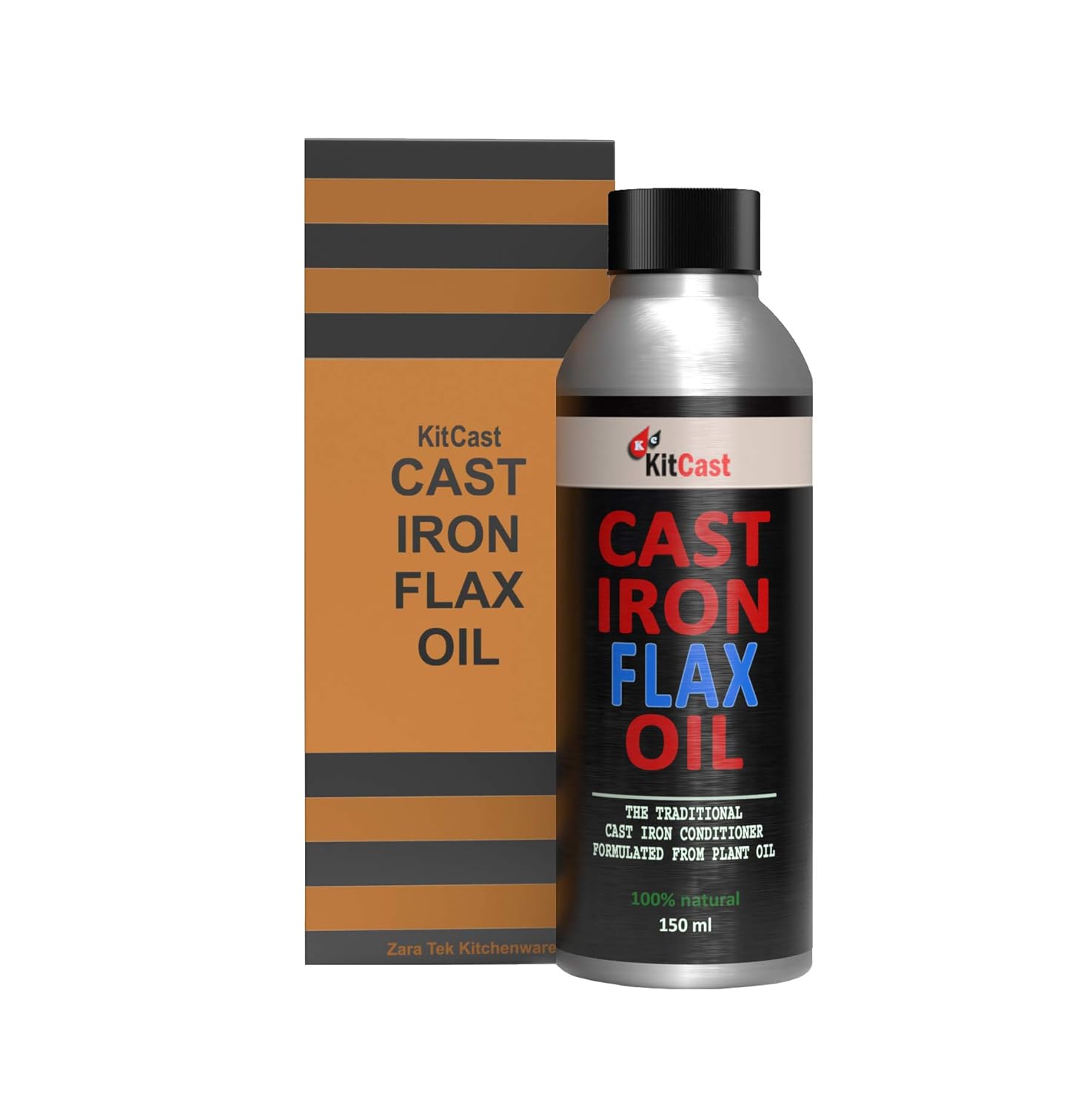 KitCast Natural Cast Iron Flax Oil with Free eBook, 150ml Amazon.in
