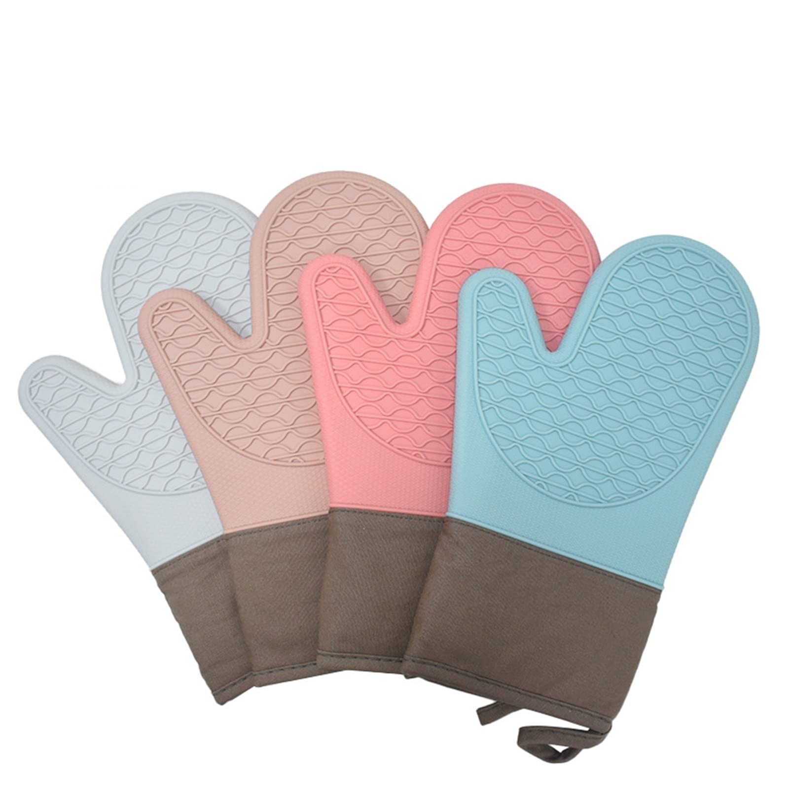 Gants de Four à Micro-Ondes en Silicone à Deux Doigts, épais et Longs, Anti-brûlures, Gants de Cuisine isolés for Four à Micro-Ondes(Pink)
