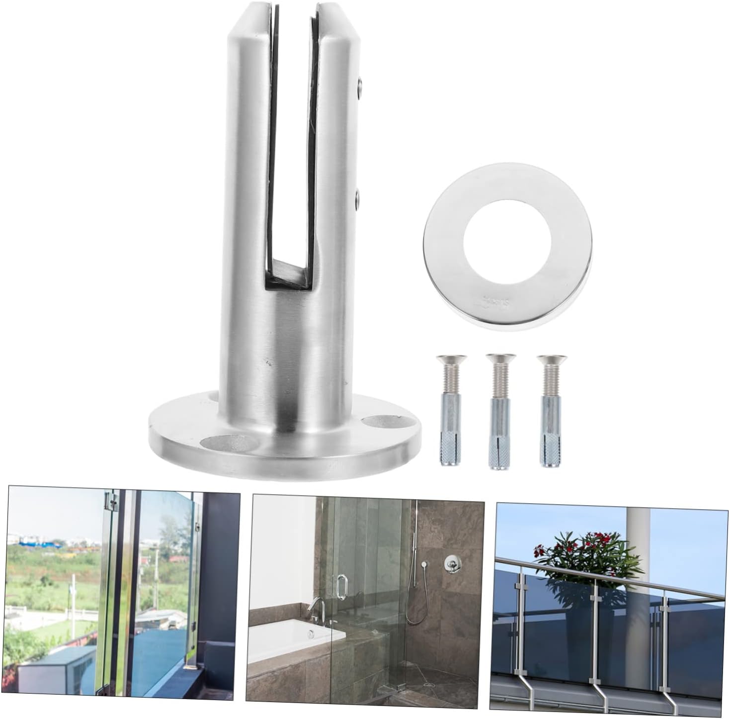 1set Glass Spigot Clamps for Floor Glass Panels Easy to Install Suitable for Balustrades and Fences Durable Resistant Design