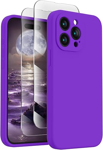 FireNova Funda diseñada para iPhone 15 Pro Max, funda de silicona mejorada protección de cámara para iPhone 15 ProMax con 2 protectores de pantalla,