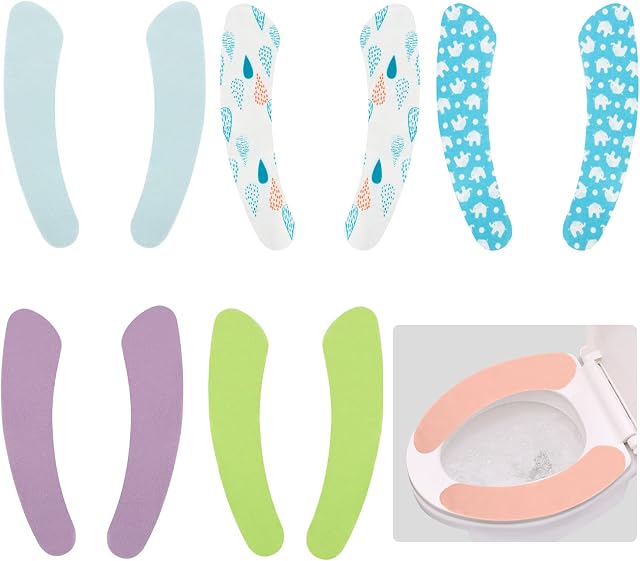 Gukasxi 6 Pairs of Soft and Warm Toilet Seat Cover, Washable and Reusable Toilet Pads, Warmer toilet seat cushion, Suitable for Toilet Rings of Different Shapes, Portable and Easy Installation