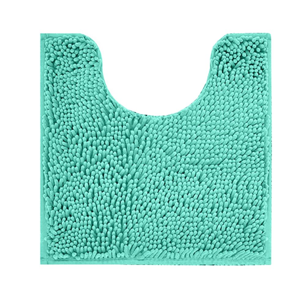 Set di tappetini da bagno ultra morbidi in ciniglia a forma di U e tappeto da bagno Shaggy assorbente contorno verde acqua 50 x 40 cm peluche comfort per elegante decorazione della casa