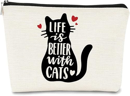 Miniatura 9 de BARPERY Bolsa de maquillaje de ojos de gato negro con cremallera y cremallera, ideal como regalo para amantes de los gatos, adolescentes, niñas,