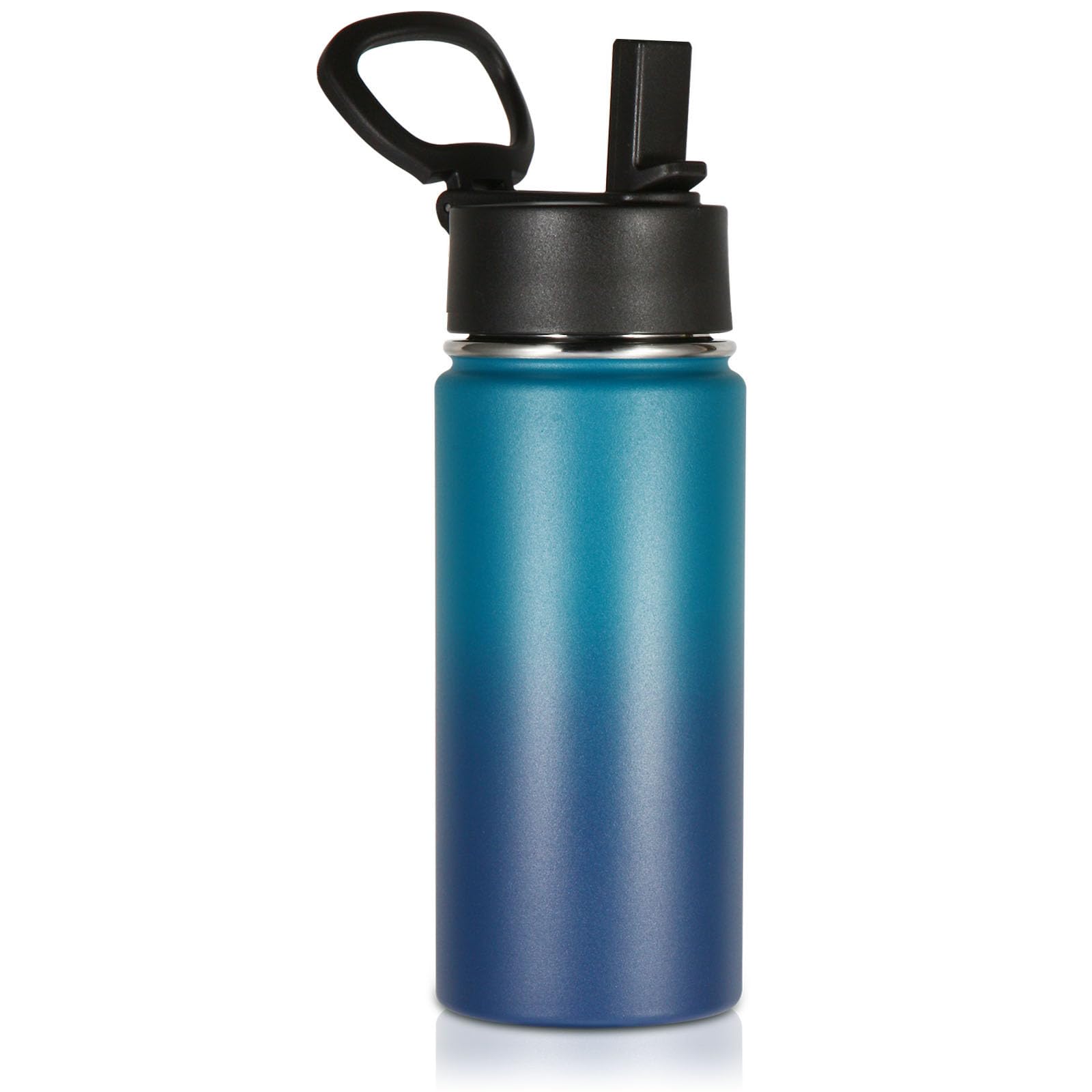 Volhoply Kids Insulated Water Bottle With Straw,480ml Stainless Steel Cold Water Bottles for School,BPA-Free Metal Wide Mouth Cups With Handle,Reusable Double Wall Vacuum Sports Flask(Dark Night,1)