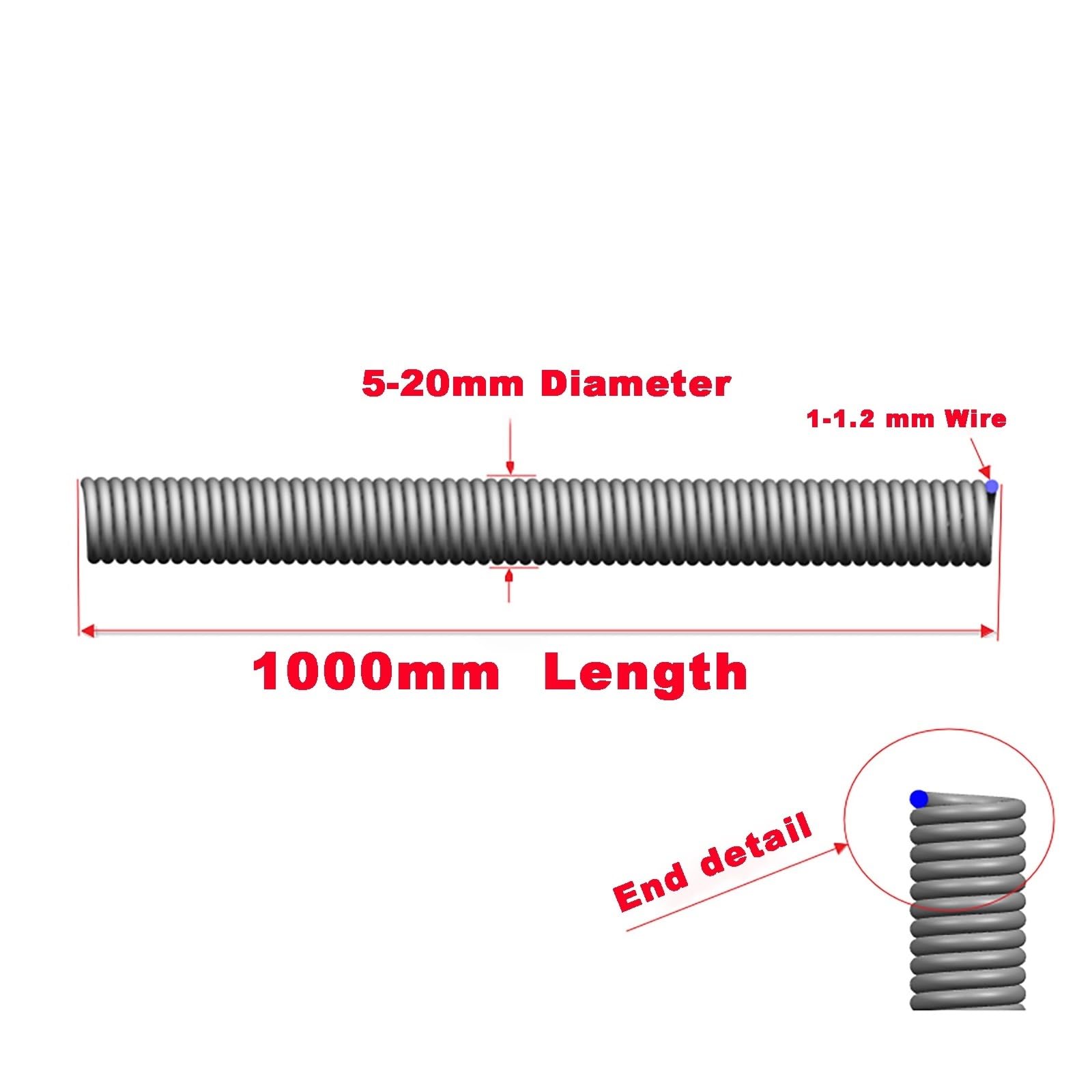1PCS Draht 1,2mm 1 Meter Lange Spule Feder Stahl Zugfeder Zugfeder Heraus Durchmesser(1.2x14x1000mm)