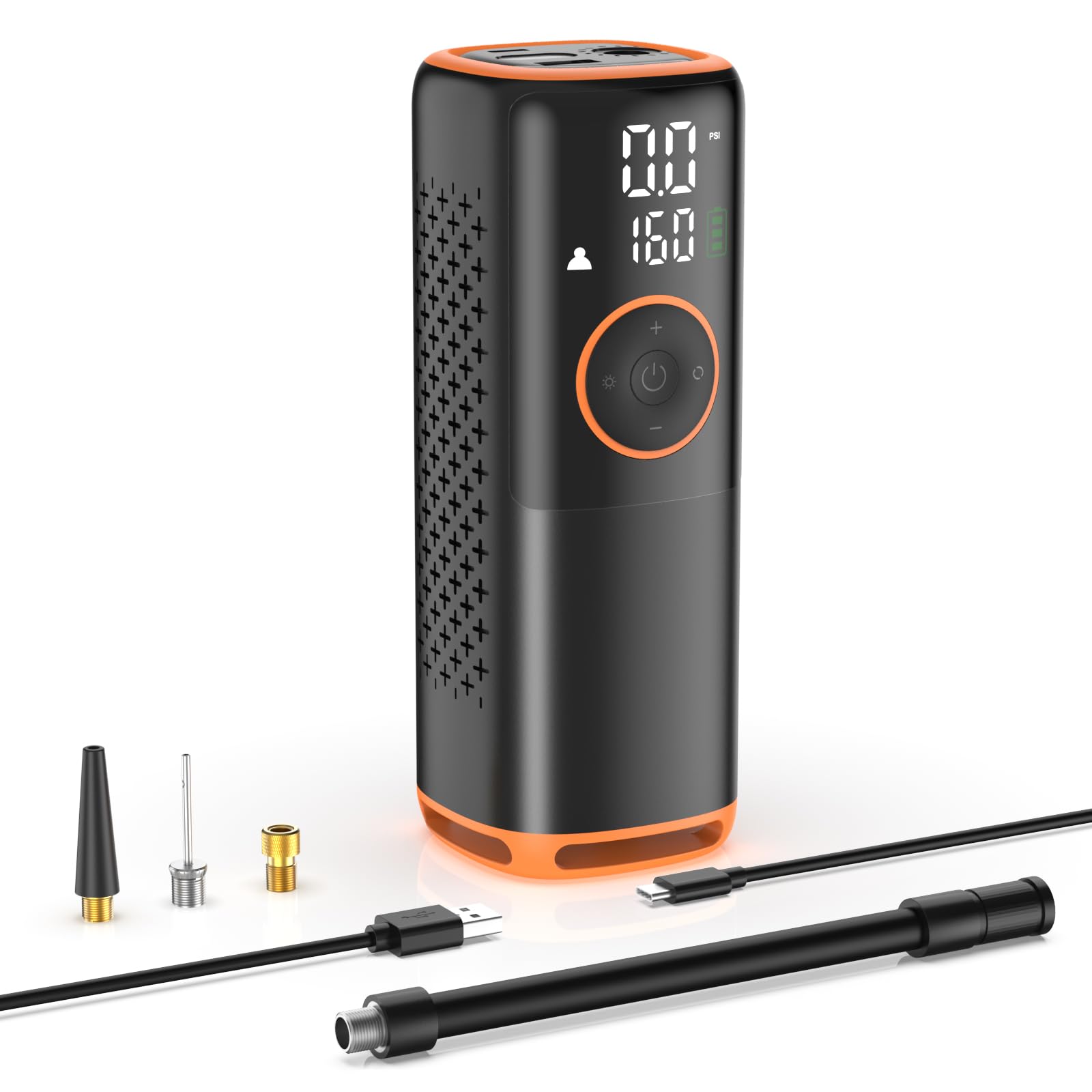 Tire Inflator Portable Air Compressor-160 PSI Car Tire Air Pump, Bike Pump with Gauge, Portable Tire Pump for Car, Bike, Motorcycle Tires, Balls, and More