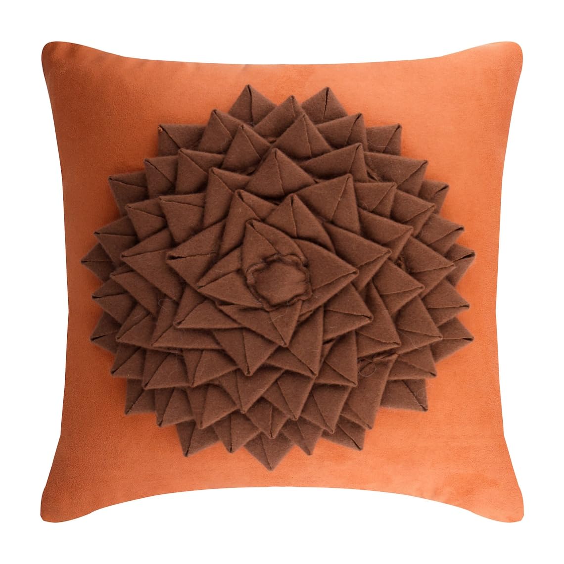 The HomeCentric Orange Euro Cushion Covers, 65x65 cm (26x26 inch) Euro Cushion, Applique Flower Medallion Floral Theme Euro Cushion Shams, Felt Euro Sham Covers, Floral Modern - Warm Summer โ image 1