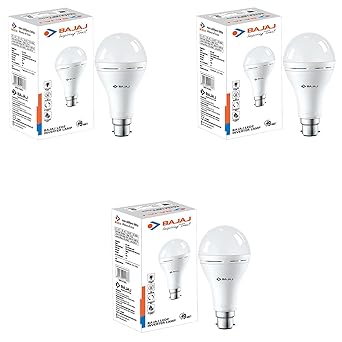 Bajaj Ledz 9 Watt Inverter B22 Lamp | Bulb (Pack Of 3, Cool Day Light)
