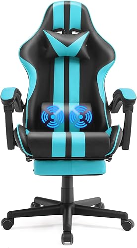 Miniatura 8 de Ferghana - Silla ergonómica de juego Miami Blue para adultos y adolescentes Azul / Patchwork,Azul oscuro,Gris,Verde (Jungle Green),Azul marino,Rosa