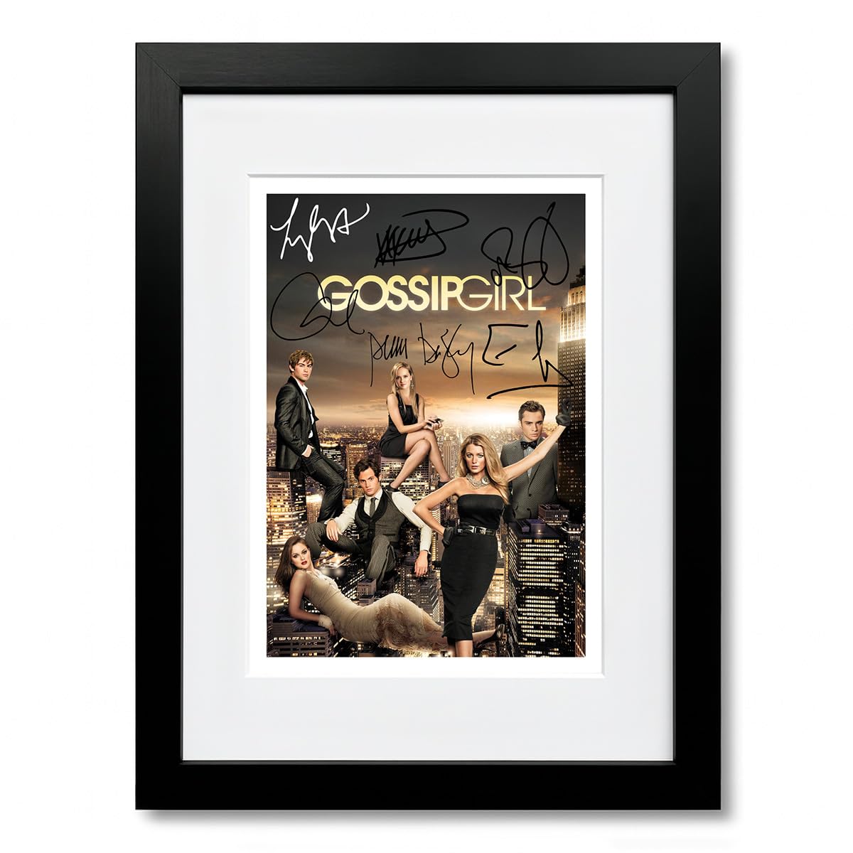 Gossip Girl Cast Signed A4 Poster Photo Print Framed Autograph Gift TV Show Blake Lively Leighton Meester (A4 Framed & Mounted)