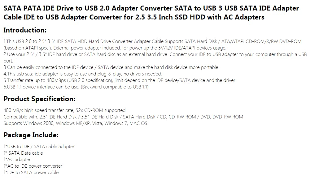 Kabel adaptera SATA na USB 2 SATA IDE PATA IDE na USB konwerter do 2,5 3,5 cala SSD HDD z adapterem AC