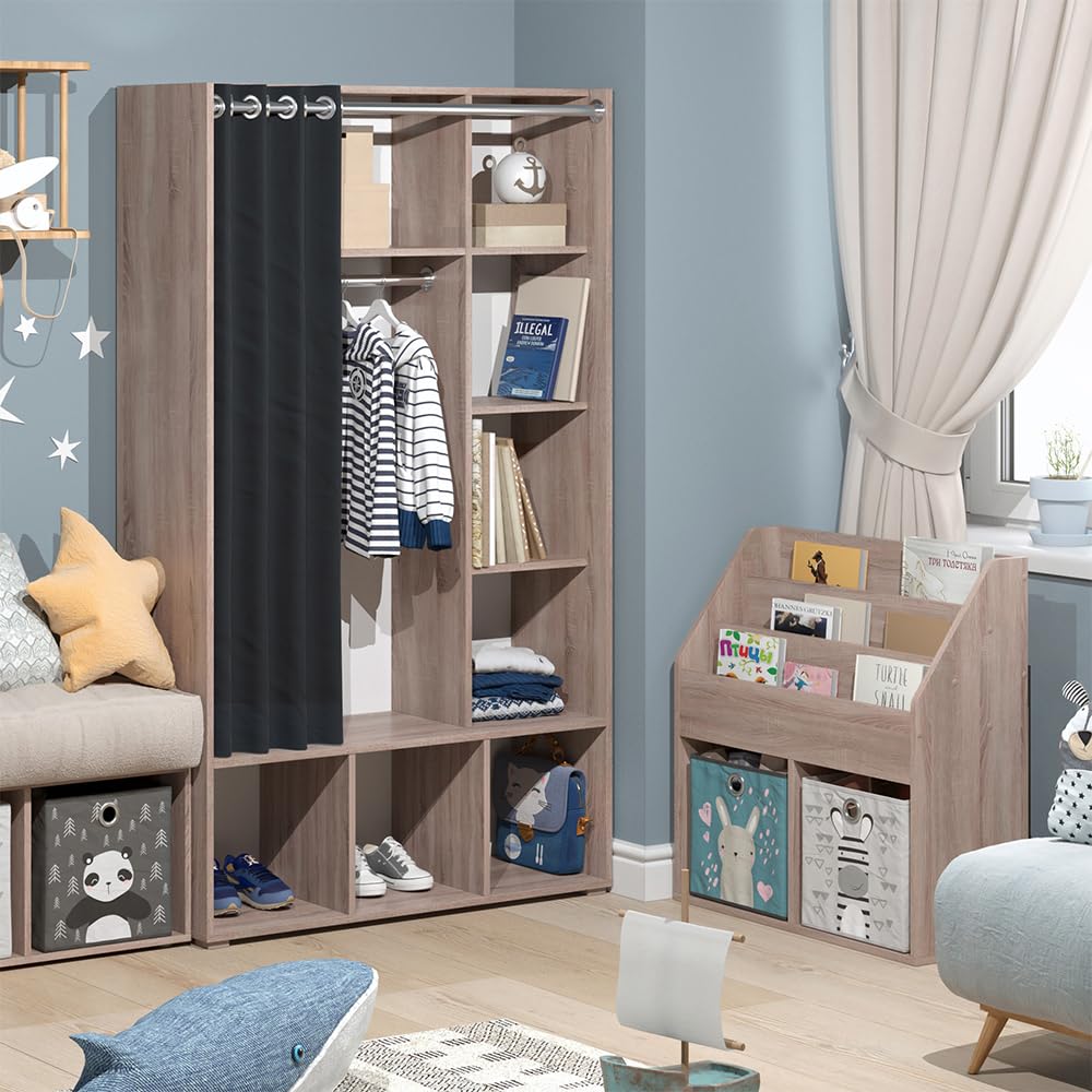 Vicco Armario de Ropa para niños Luigi, Sonoma, 105.8 x 178.1 cm con Barra de Colgar, combinable con Otros Muebles de la Serie Luigi