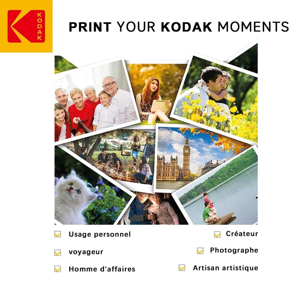 KODAK Picture Paper Papier Photo Brillant A4 180g/m² 50 Feuilles Jet d'Encre