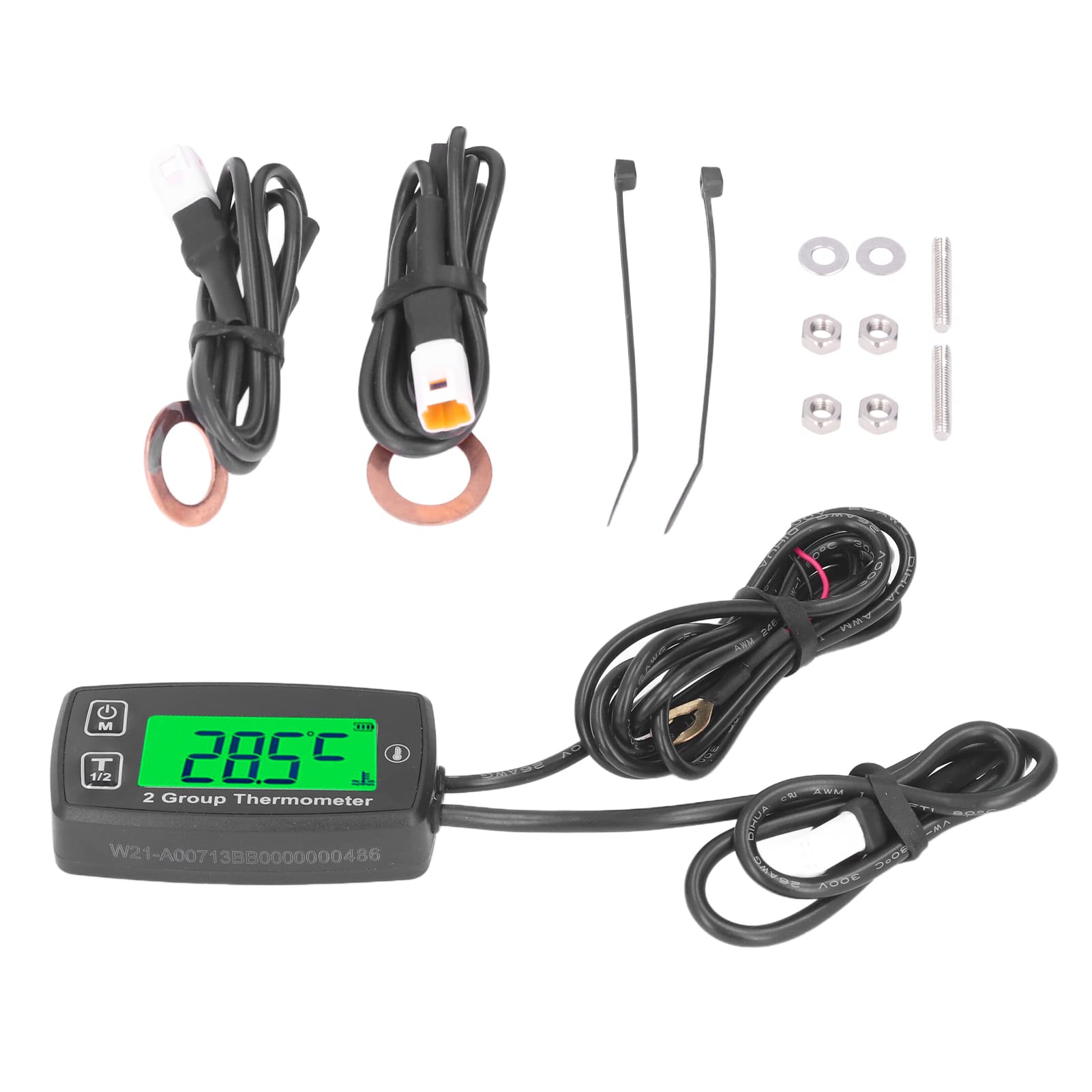 lyrlody Medidor de Temperatura del Motor de Doble Canal IP67 Pantalla