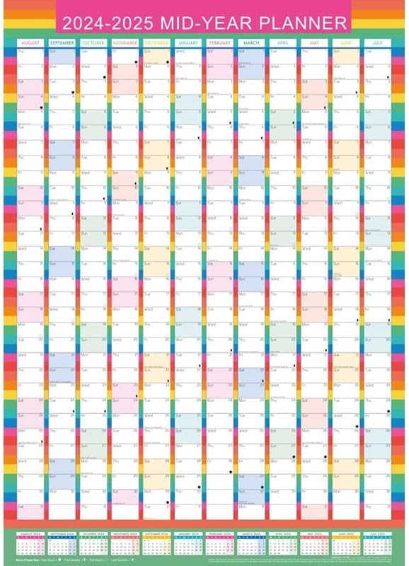 PaulStore 2025 2026 Large Academic Mid Year Wall Planner Calendar A1 Size 840 x 600mm (Multicolour)