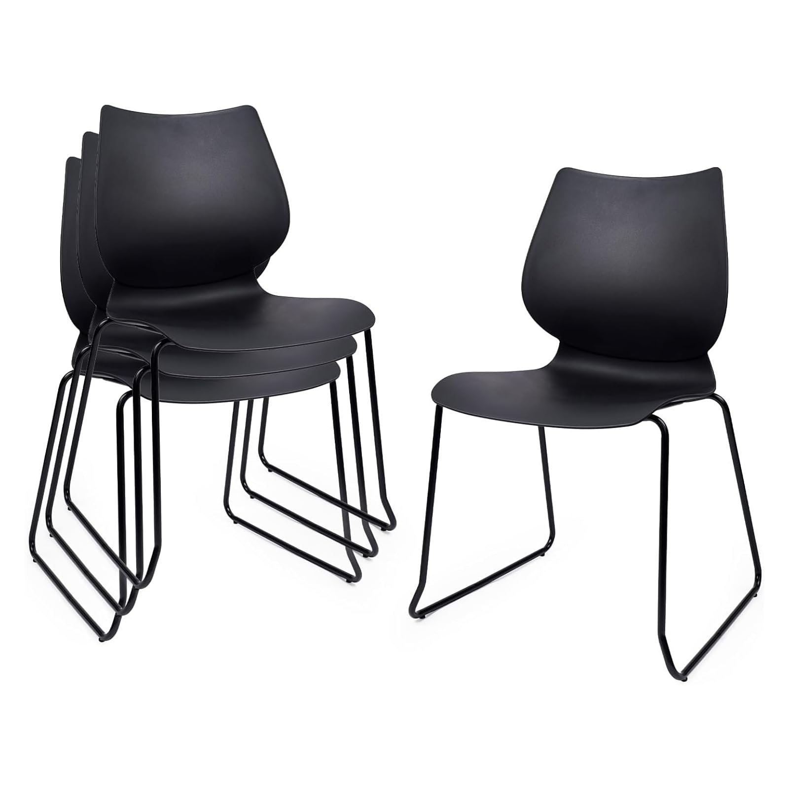 KLASIKA Stacking Chairs, Stackable Waiting Room Chairs, Conference Chair with Back & Church Chairs No Wheels with Metal Legs, Suitable for Offices