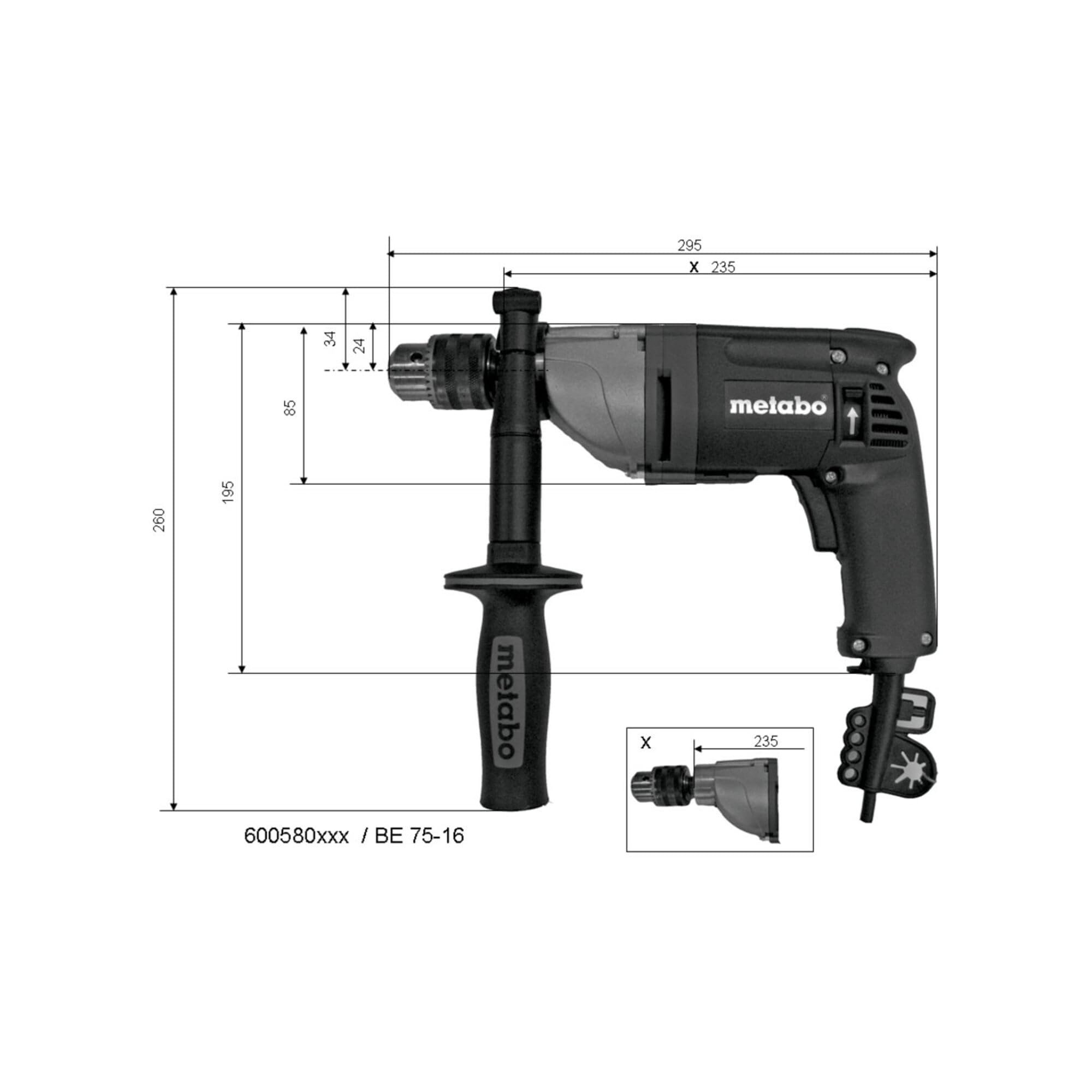 METABO MÁQUINAS - Metabo BE 75-16 - Taladro 750 W