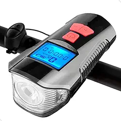 Farol De Bike Lanterna Led Buzina Sinalizador Velocímetro Digital Usb Recarregavel Mundo Compras