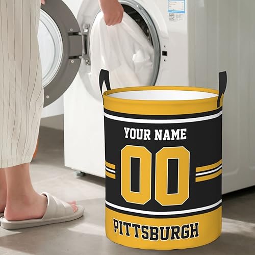 Miniatura 6 de Cesta de lavandería personalizada de Pittsburgh, cesta de lavandería personalizada con nombre y número, cesta de almacenamiento plegable para