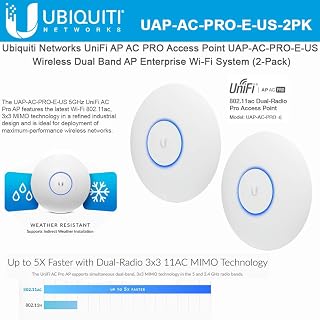 Unifi Access Point UAP-AC-PRO-US Dual-Band Wireless Access Point 802.11ac - Enterprise Wi-Fi System 2-Pack