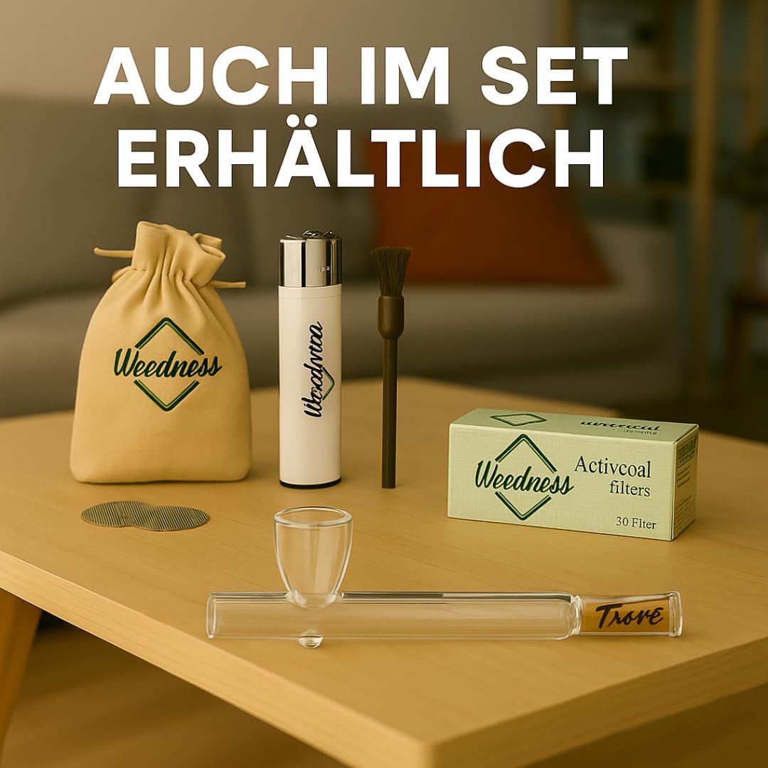 Weedness Glas-Pfeife für Aktivkohlefilter 14 cm – Tabakpfeife Schraubpfeife Smoking Pipe für Unterwegs Purpfeife Kleine Edle Pfeifen