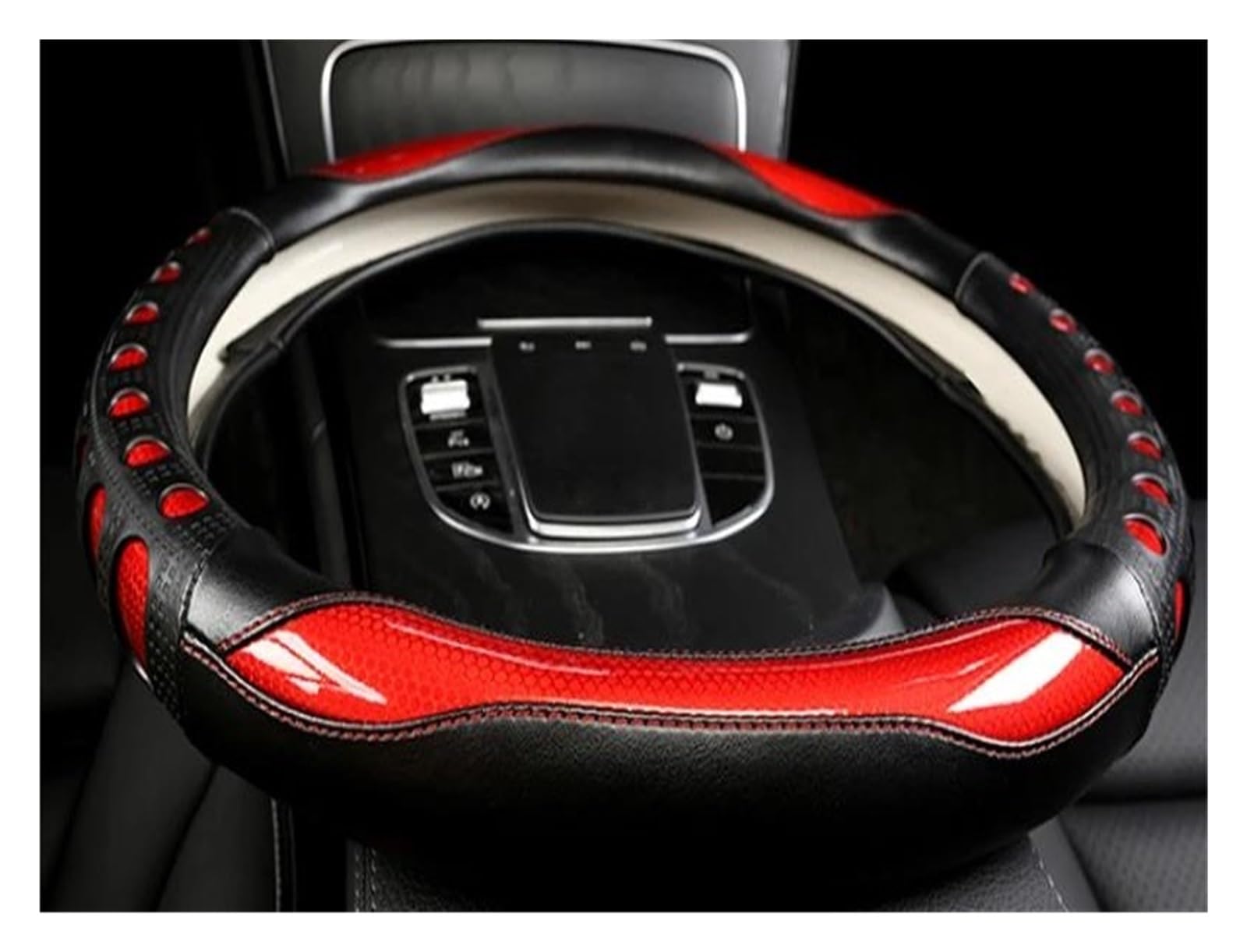 Volantes Cubierta para Volante Coche Forma D para Kia, para Stinger, para Stonic, para Sportage, para Proceed K5, para Optima Funda Volante(Rojo)
