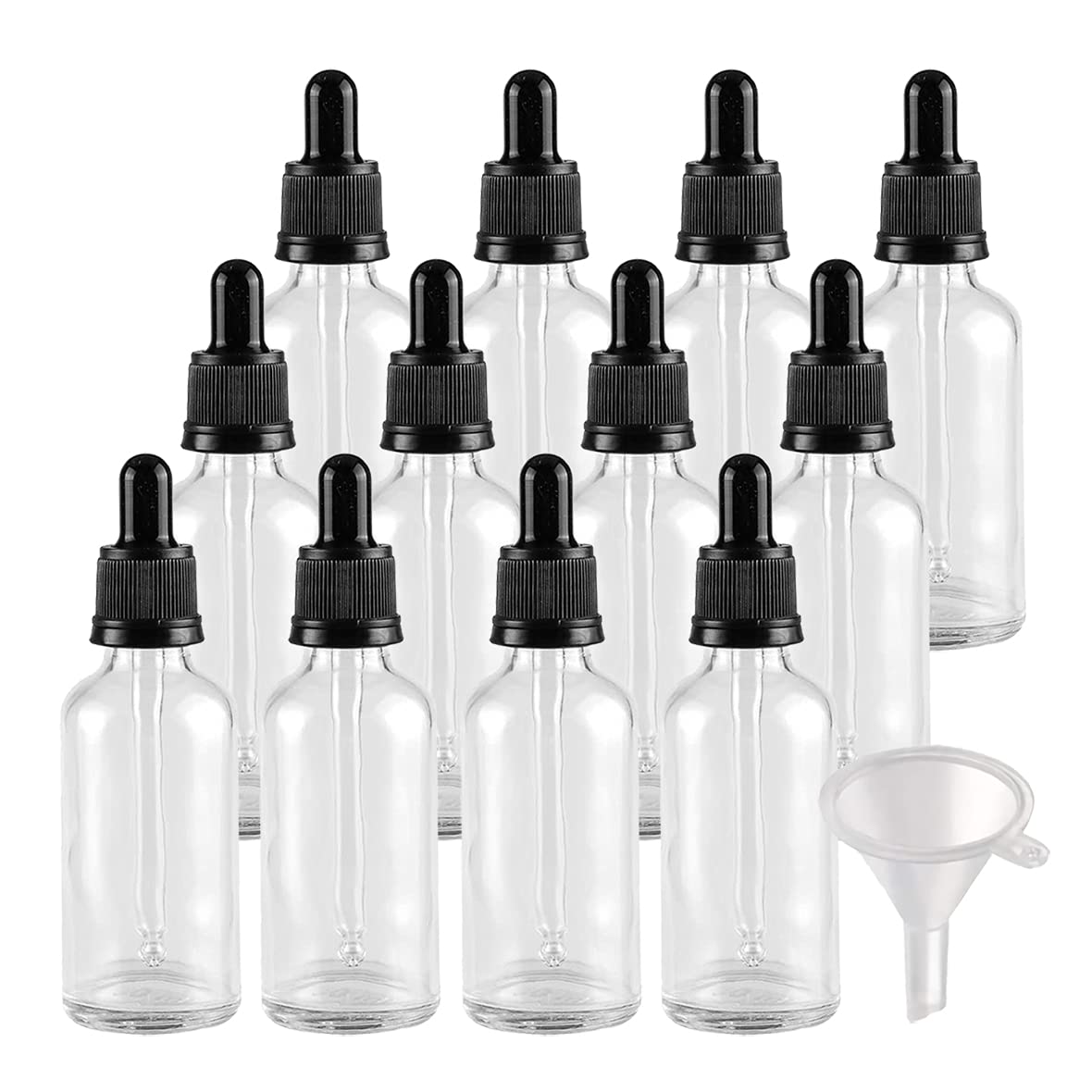 24 Piezas Transparente Frasco Cuentagotas Cristal 50ml con Cierre a Prueba de Manipulaciones , Botellas Cuentagotas Vacío con Pipeta de Vidrio, para Aromaterapia Aceites Esenciales