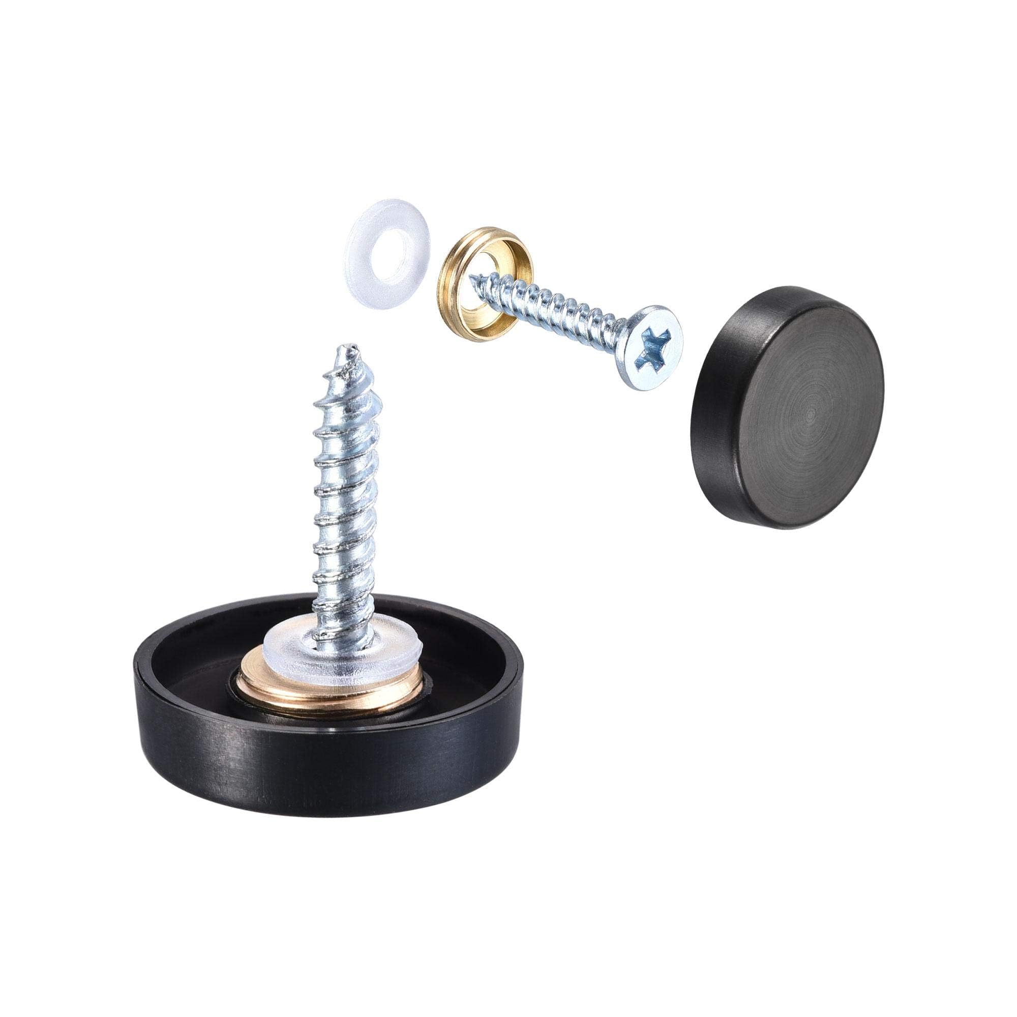 TOP-VIGOR 19mm Screw Cover Caps, 4Pcs Brushed Mirror Screw Caps, Black — image 1