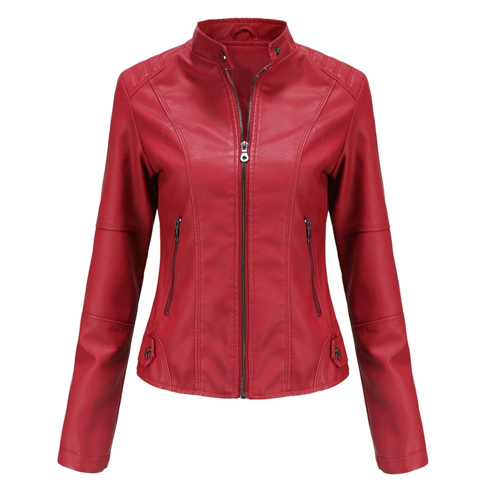 Generisch Jacke Frühling Damen, Lederjacke Kurze Kunstlederjacke Oversize Leather Jacket Woman Übergangsjacke Leichte Bikerjacke Kunstleder Lederimitat Jacke Frühling Leder Jacken Damenjacke Motorrad