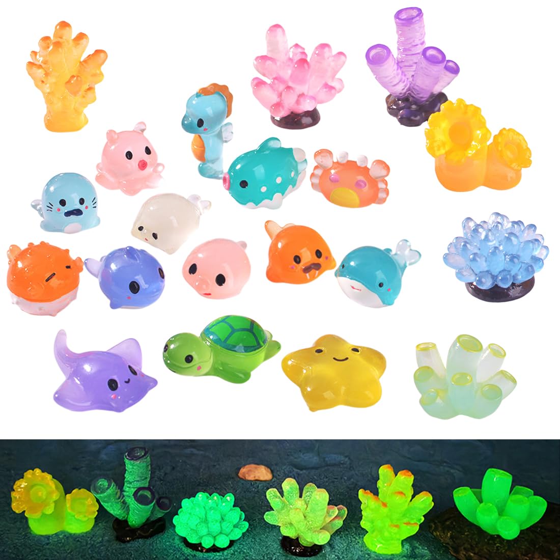 40 Animali Marini Luminosi - Miniature Resina Per Decorazioni
