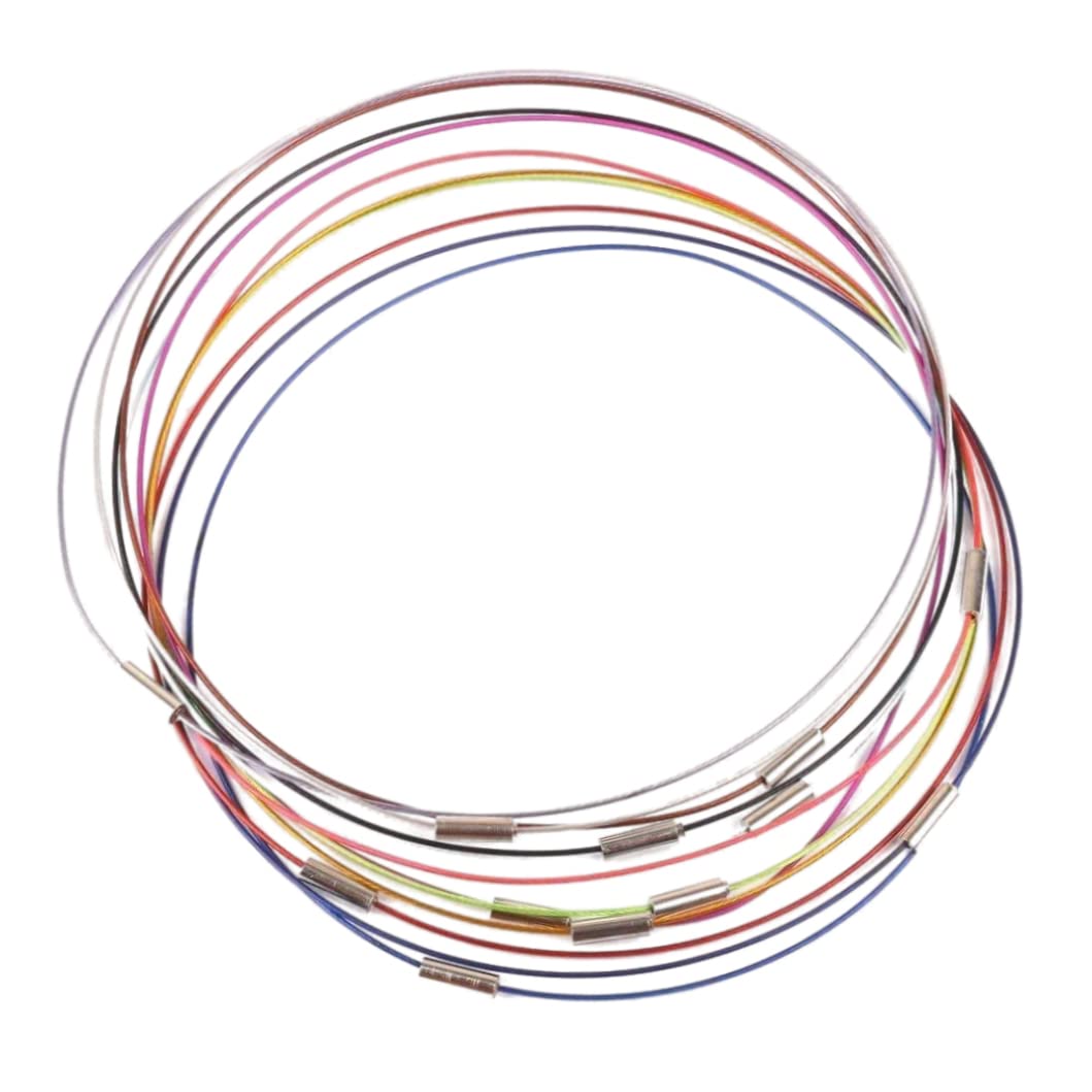 Pithcogent Unisex Colorful Choker Necklace Memory Wire Choker Cord Necklace Findings Mixed Steel For Diy Jewellery Making 46Cm 10Pcs