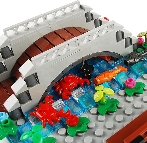 Miniatura 6 de BAENRCY Arch Bridge - Bloques de construcción para estanque, accesorios de fuente, juego de calles, kit de ladrillos de construcción, juego de