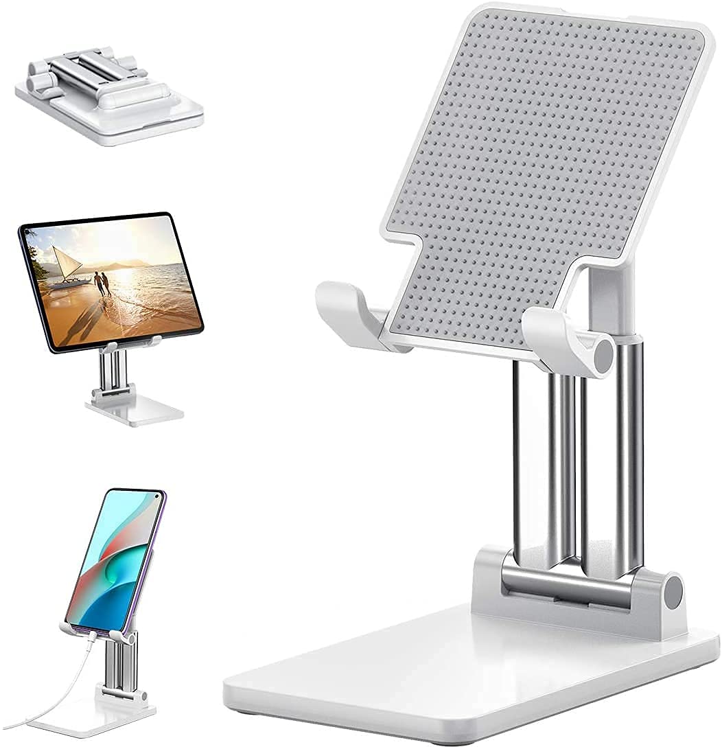 ZEPTRONMobile Stand Holder - Portable & Adjustable Desk Cell Phone Stand for iPhone 15 14 Pro Max Plus, 13 12 Pro Max Mini, 11 Pro, Xs, XR, X, 8, 6s, SE, Samsung S23, 4"-8" Mobile Phones