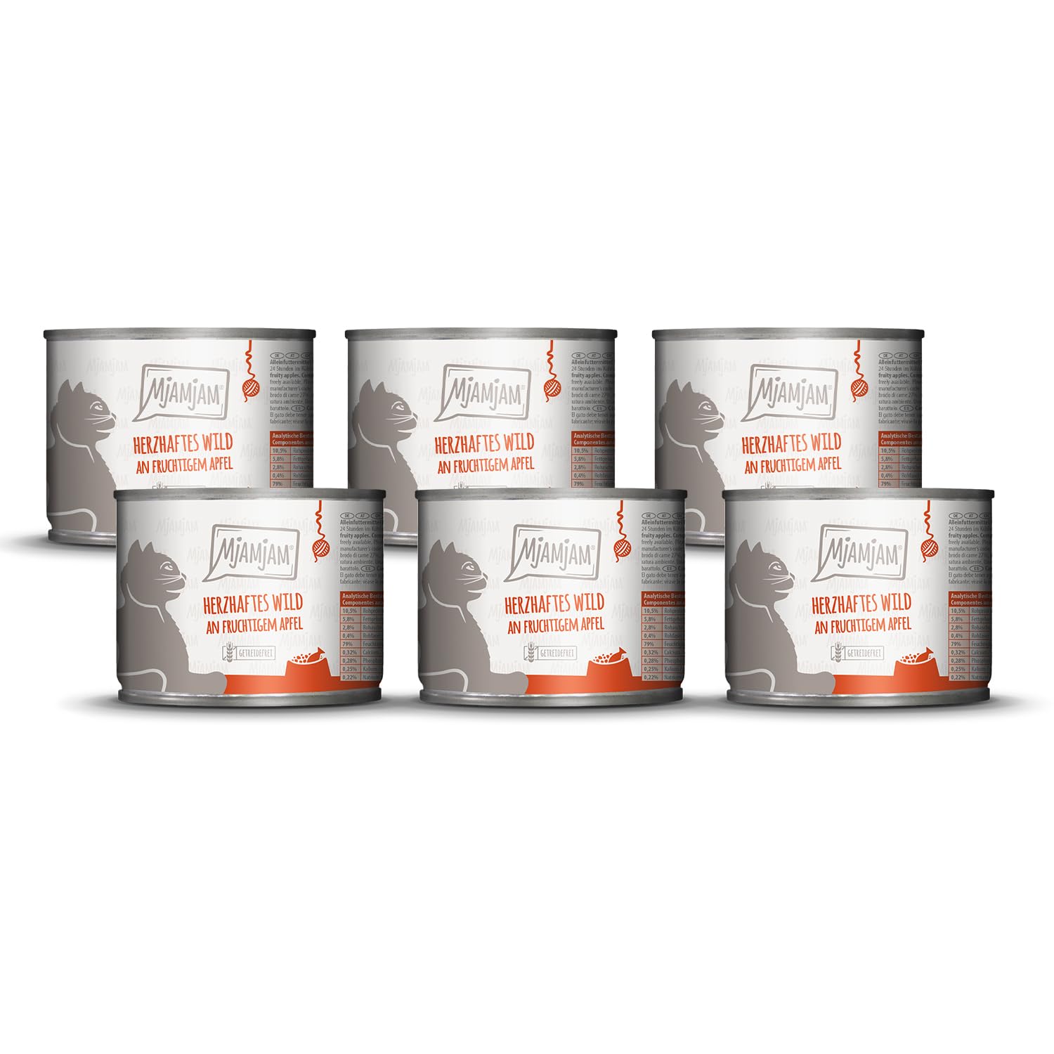 MjAMjAM - Comida húmeda premium para gatos - juego salado con manzana afrutada, pack de 6 (6x200g), sin cereales