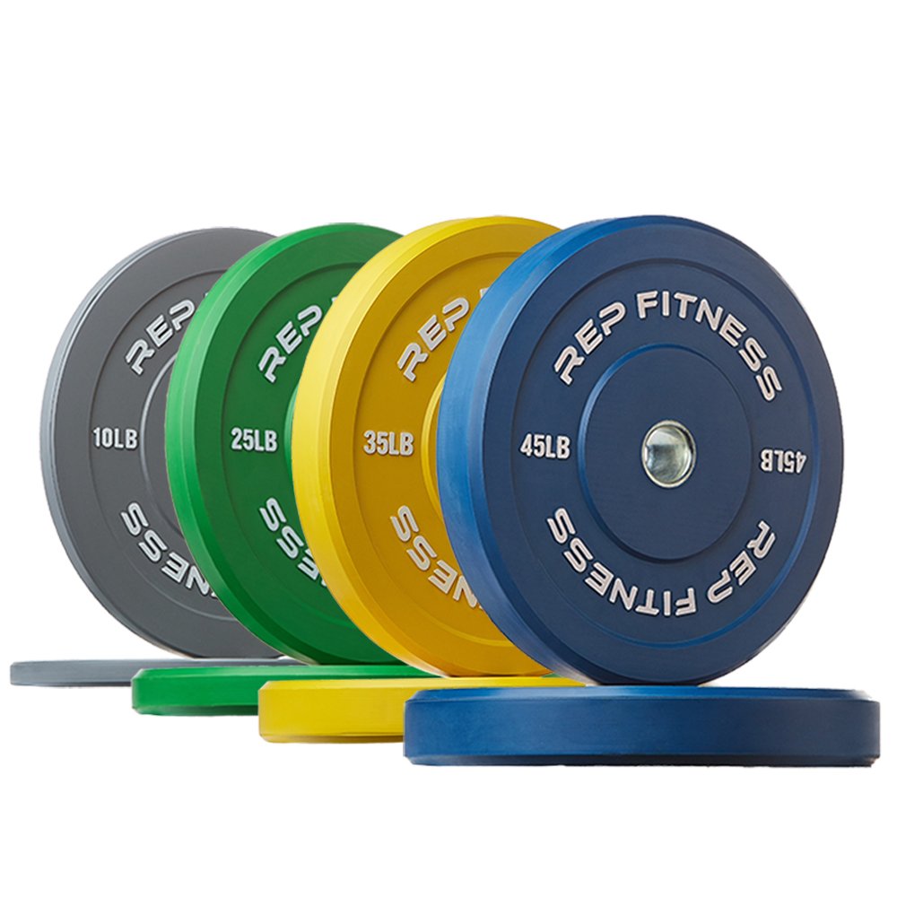 REP Fitness Color Bumper Plates – Color-Coded Low Odor Rubber Olympic Plates for Strength, Conditioning, and Weightlifting