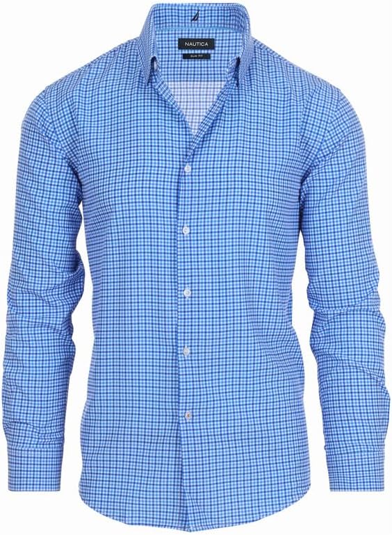 Nautica Mens Button Down Dress Shirt Long Sleeve Wrinkle Resistan...