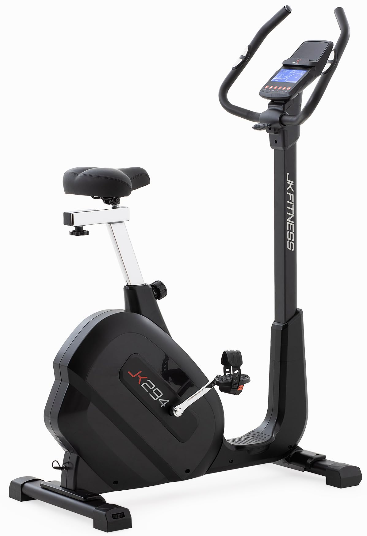 JK FITNESS Cyclette JK 294 [12 kg Volano] Bici da Palestra, 32 Livelli Resistenza, Display LCD a Colori, Sensori Cardio, App Zwift & Kinomap, Peso Max 160 kg, Cyclette Professionale Salvaspazio