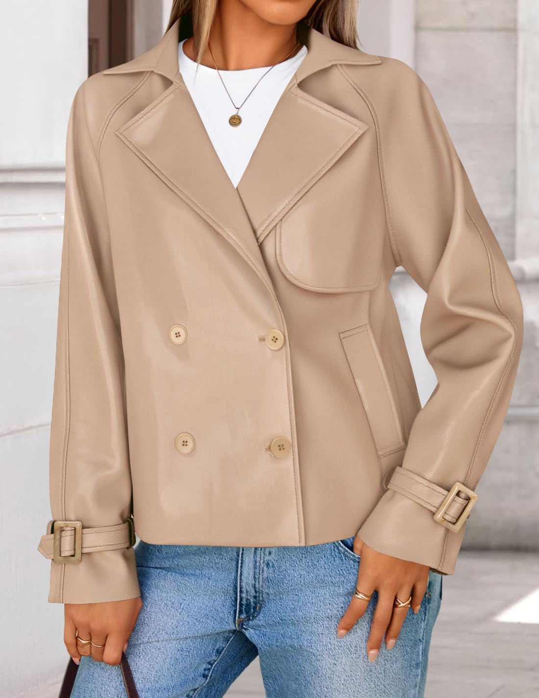 ZESICA Women's Faux Leather Jackets Oversized Fall Fashion Button Motorcycle Coats Outwear 2026 Winter Outfits Clothes - Image 4