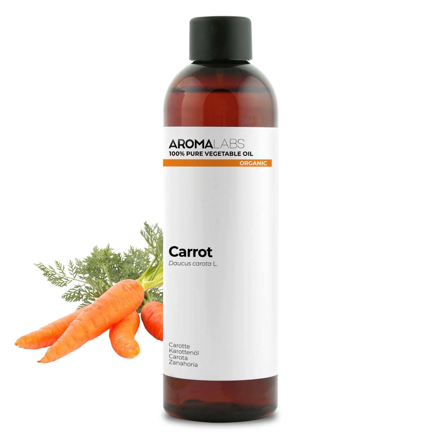 Aroma Labs 100% Organic Carrot infused oil - 250ml - Pure, Natural, from organic farming -