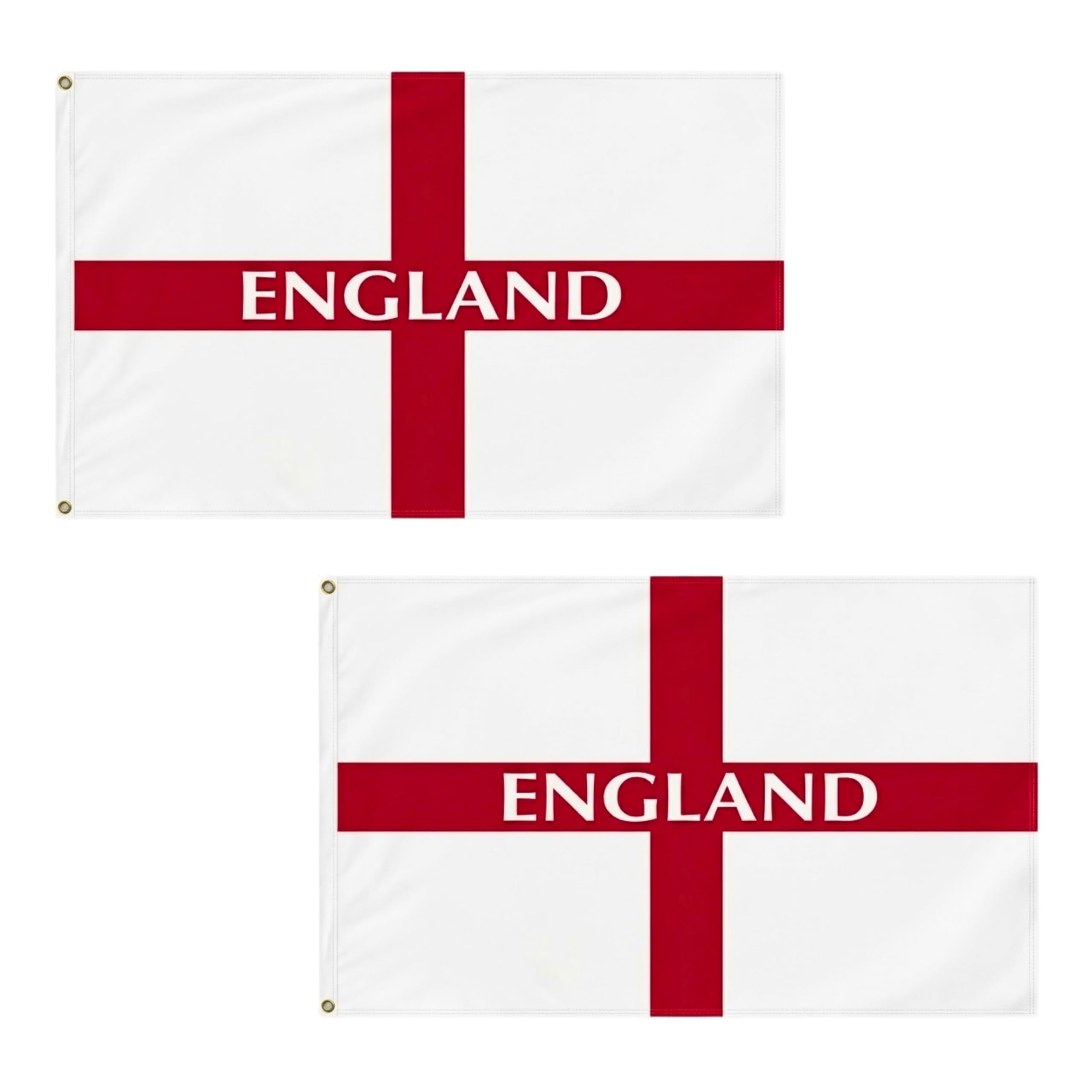 2 Pcs England St George Cross Flag 5ft x 3ft with Brass Eyelets – Polyester English Flag Banner for Football Matches, Cricket, Home & Garden Display — image 1