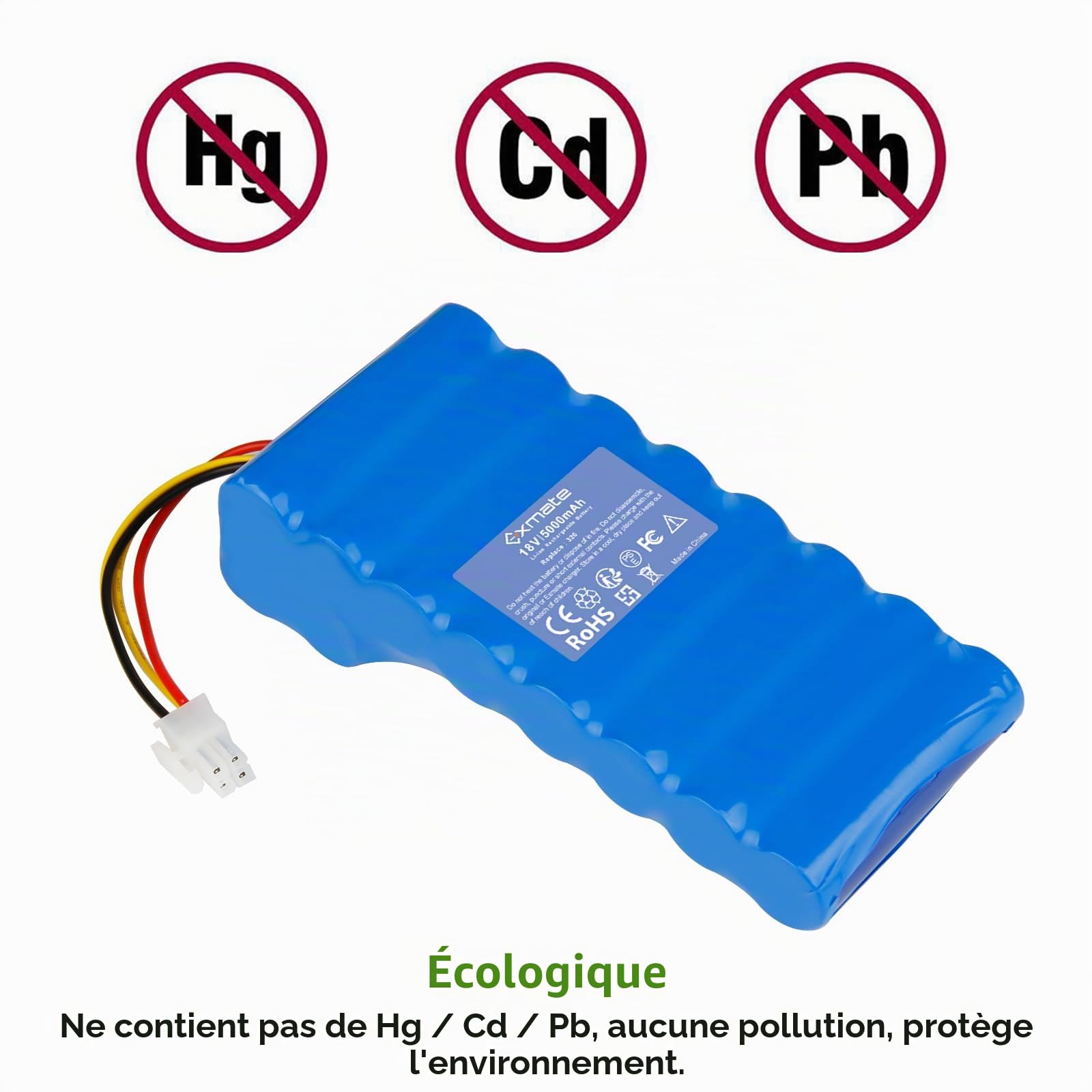 Exmate Batterie de Rechange 5000 mAh 18 V pour Robot Tondeuse à Gazon Automower 320, 330X, 420, 430, 430X, 440, 450X, 520, 550 Li-ION