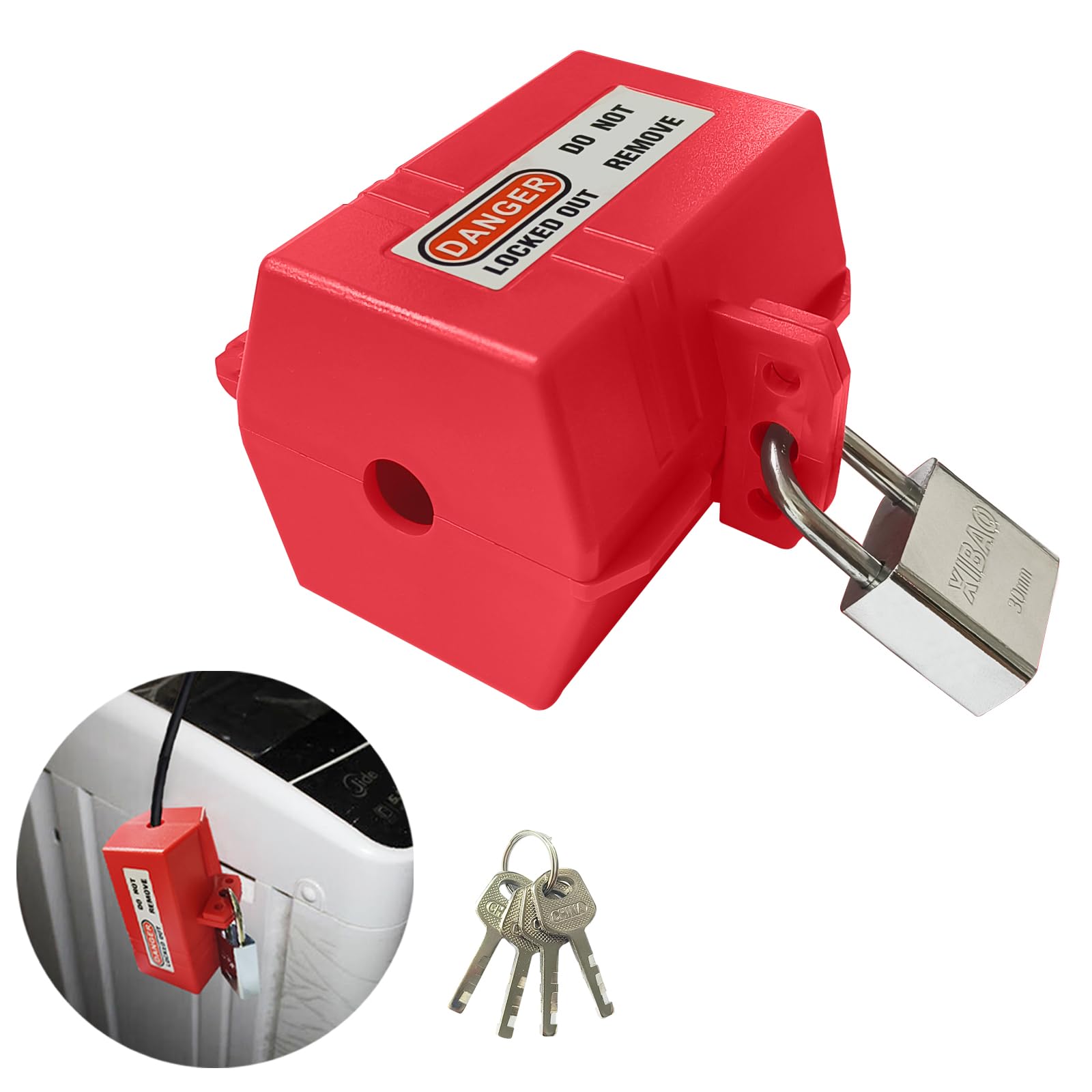 Shuokang Waschmaschinen-Steckerschloss, Stromstecker Schutzbox mit Schloss Abschließbar, Stromdiebstahl verhindern, Hochwertiger Polypropylen-Kunststoff