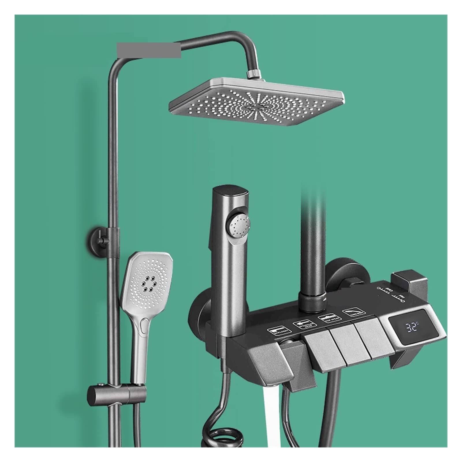 Juego de Ducha Digital con Mezclador táctico, Grifo de Lluvia de 4 vías, Control de Agua Caliente y fría, Sistema de baño, Acabado Blanco, diseño Moderno, fácil instalación