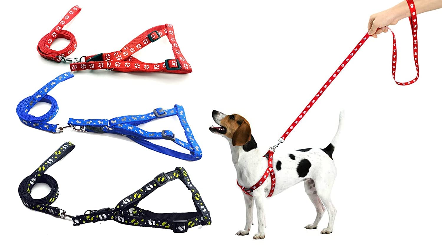 Woofy Puppy Adjustable 15MM Nylon Harness and Leash Set | Attractive Print and Color Design Harness with Leash | Harness and Leash Set for Small & Medium Dogs - (Color May Vary, 0.5Inch) (B0BQYY1SGP) Amazon Price History, Amazon Price Tracker