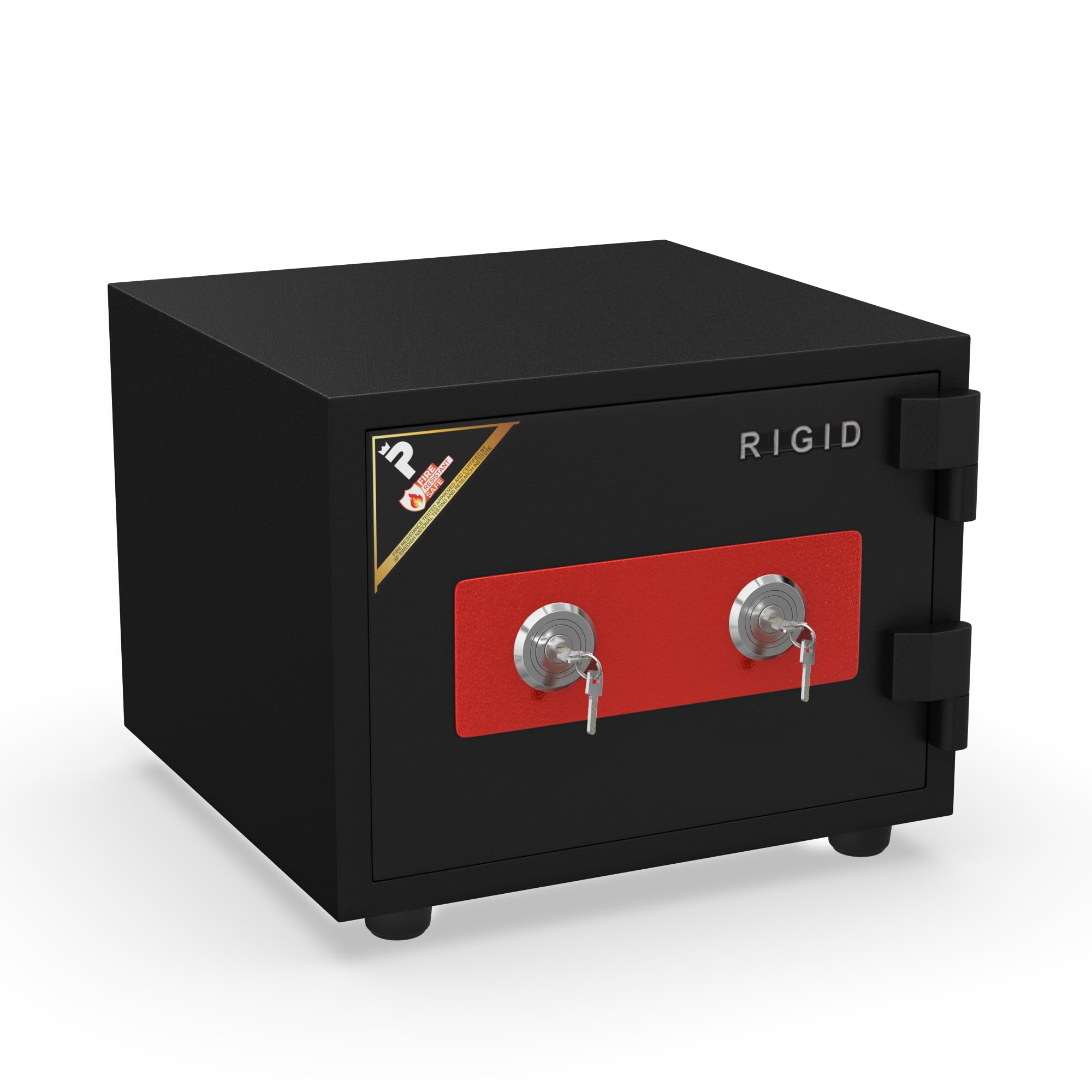 RIGID 9L Fire Resistant Safe | 60 Min/945°C NT FIRE 017 Rated | Dual Key Lock Steel Safe Box | 5-Layer Protection with Floor Protective Base | Pre - Assembled Safes (38D x 40W x 32H CM, Black)