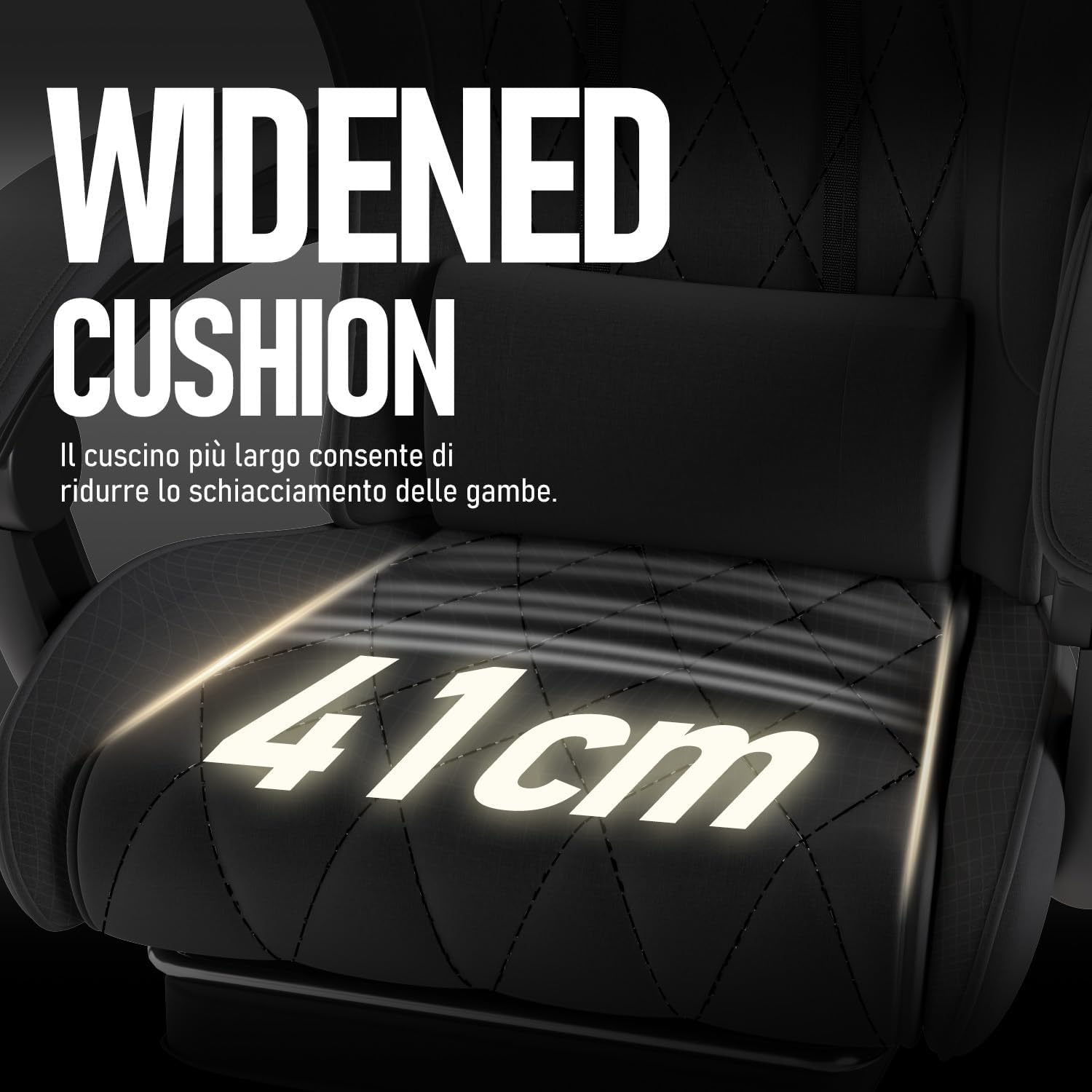 Flamaker Sedia da Gaming in Tessuto con Poggiapiedi, Massaggiante Sedia Ufficio con Schienale alto(con Presa USB), Cuscino Ispessito da 9 cm, Sedia da Gioco Ergonomica per Adulti, Nero