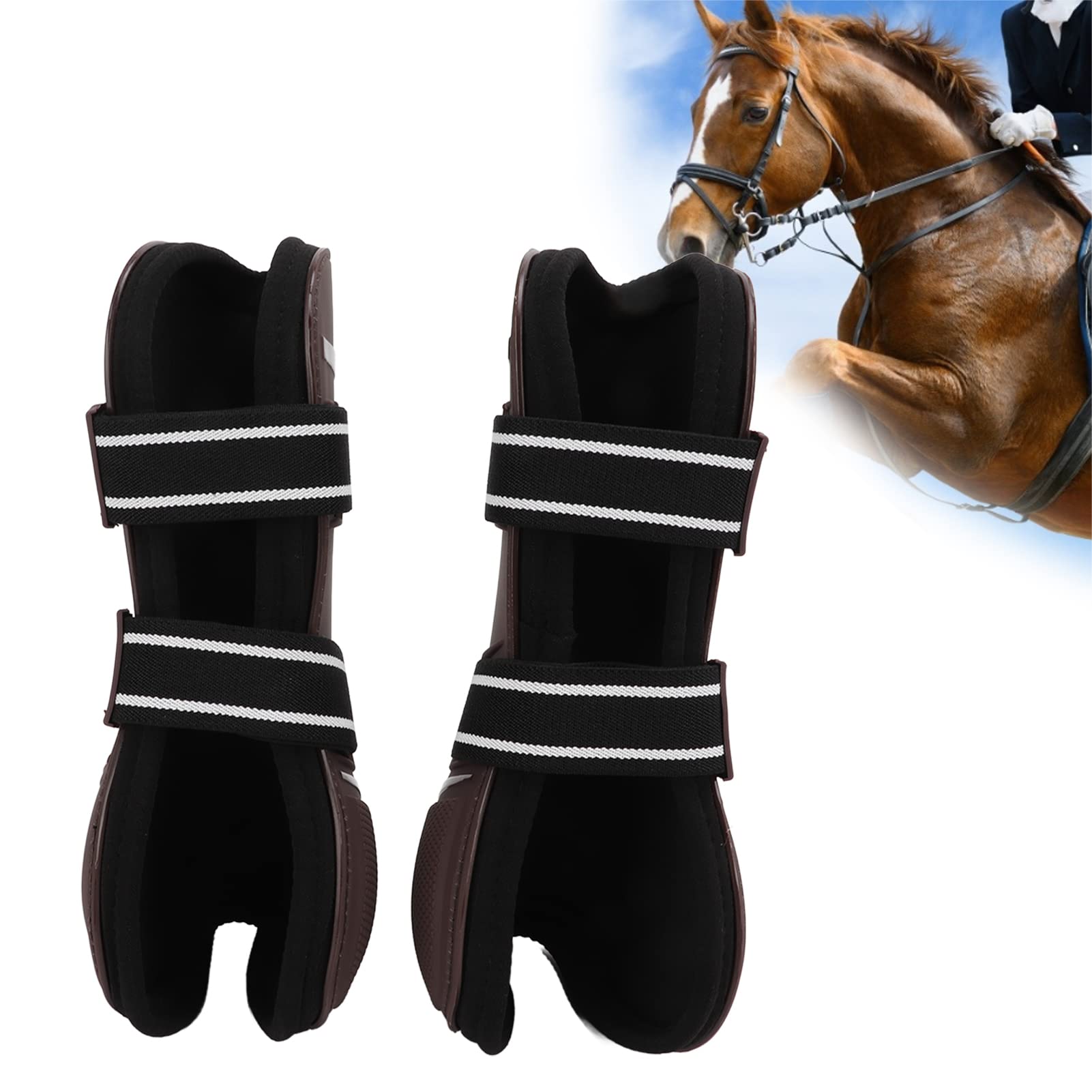 Protège-Jambes de Cheval, Bottes de Protection Douces et Respirantes pour équipement d'équitation, matériau en néoprène PU de Haute qualité, Paire de 2