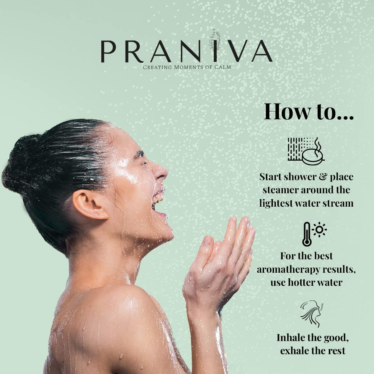 PRANIVA Eucalyptus Shower Steamer Tablets Made in USA with Essential Oils - Eucalyptus Shower Bomb Pack of Six - Extra Large Sinus Steamers - Soothing Menthol & Camphor Shower Tablets for Congestion