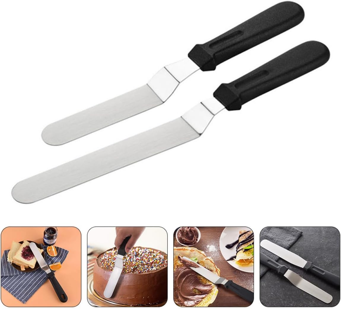 2Pcs Stainless Steel Cream Butter Scraper for Cake Decorating