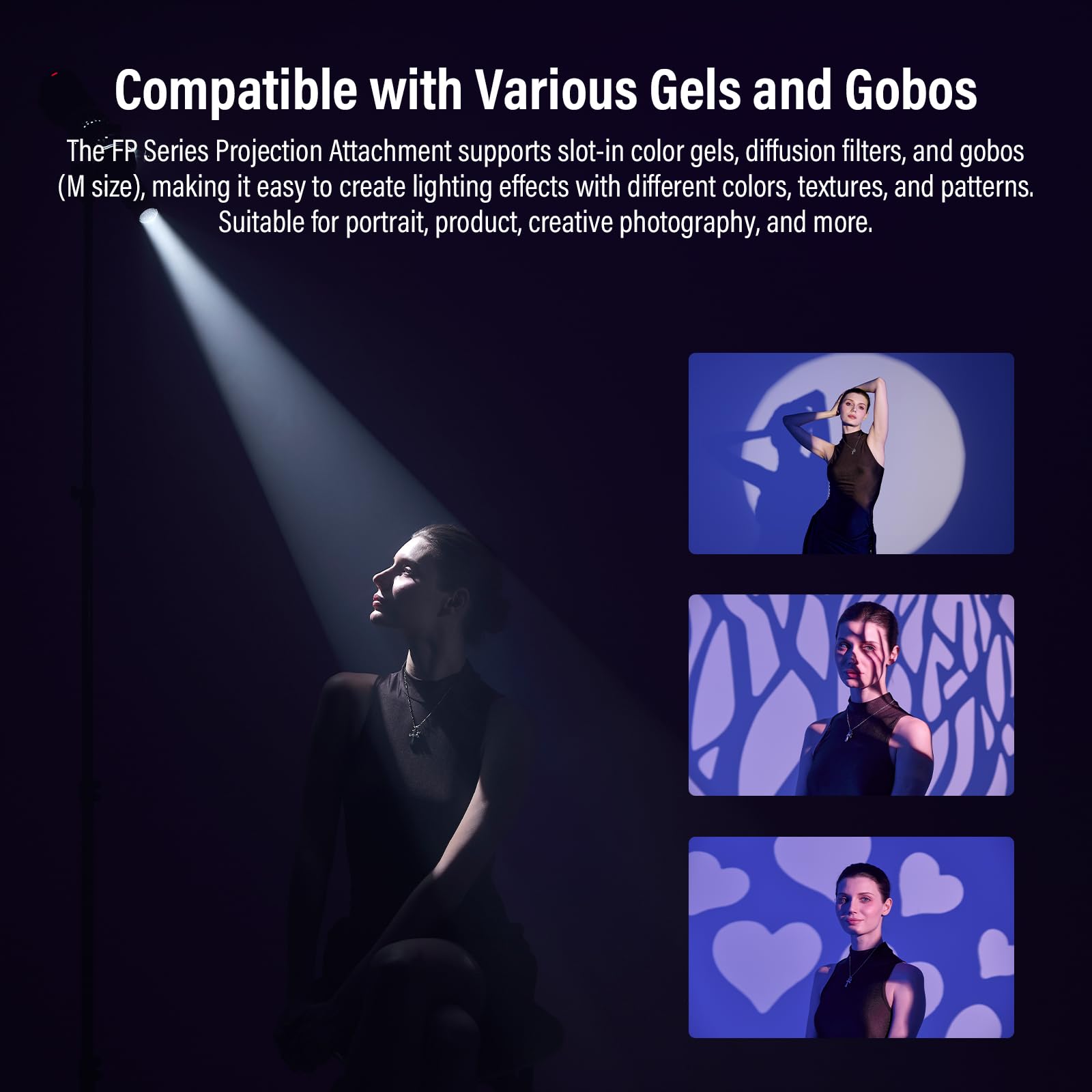 Godox FP-R-50 Blitzprojektor-Snoot mit Halterung für die Fotografie Ausgestattet mit GOBO-Halterung, GoboSet und Farbrahmen; Unterstützt DREI Projektionslinsen für Eine Reihe Von Studioblitzmodellen